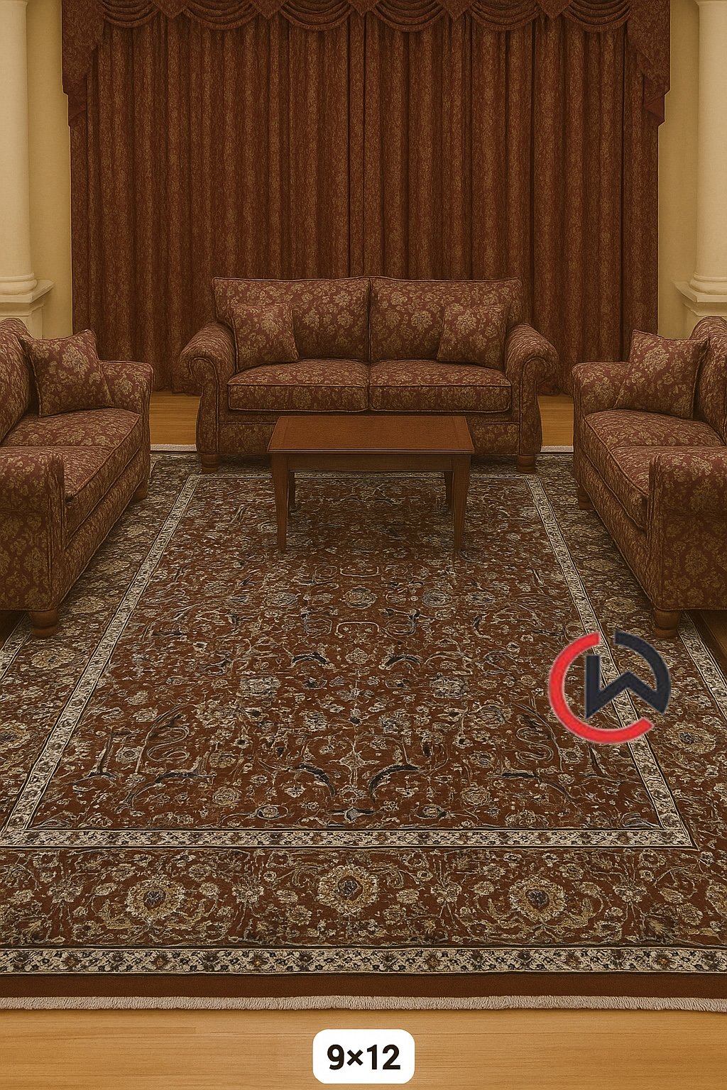 Kashmiri Persian Design Carpet for Living Room Bedroom and for Hall | Machine woven Designer Anti Skid Carpets 9 Feet X 12 Feet