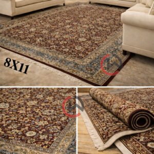 Kashmiri Persian Design Carpet for Living Room Bedroom and for Hall | Machine woven Designer Anti Skid Carpets 8 Feet X 11 Feet