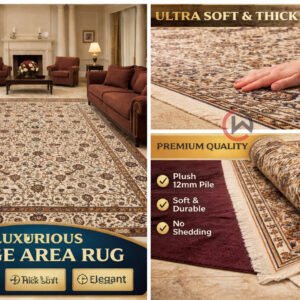 Kashmiri Persian Design Carpet for Living Room Bedroom and for Hall | Machine woven Designer Anti Skid Carpets 9 Feet X 12 Feet