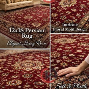 Kashmiri Persian Design Carpet for Living Room Bedroom and for Hall | Machine woven Designer Anti Skid Carpets 12 Feet X 18 Feet