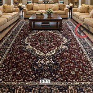 Kashmiri Persian Design Carpet for Living Room Bedroom and for Hall | Machine woven Designer Anti Skid Carpets 6 Feet X 9 Feet