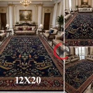 Kashmiri Persian Design Carpet for Living Room Bedroom and for Hall | Machine woven Designer Anti Skid Carpets 12 Feet X 20 Feet