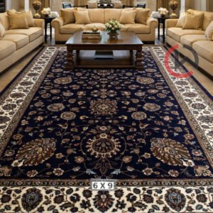 Kashmiri Persian Design Carpet for Living Room Bedroom and for Hall | Machine woven Designer Anti Skid Carpets 6 Feet X 9 Feet