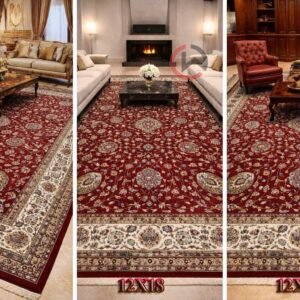 Kashmiri Persian Design Carpet for Living Room Bedroom and for Hall | Machine woven Designer Anti Skid Carpets 12 Feet X 18 Feet