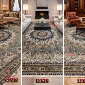 Kashmiri Persian Design Carpet for Living Room Bedroom and for Hall | Machine woven Designer Anti Skid Carpets 12 Feet X 18 Feet