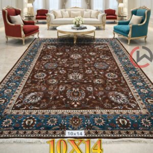Kashmiri Persian Design Carpet for Living Room Bedroom and for Hall | Machine woven Designer Anti Skid Carpets 10 Feet X 14 Feet