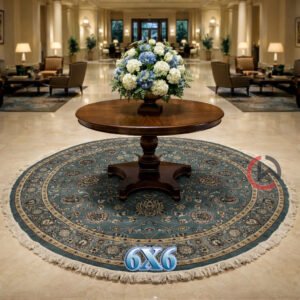 Kashmiri Persian Design Carpet for Living Room Bedroom and for Hall | Machine woven Designer Anti Skid Carpets 6 Feet X 6 Feet Diameter