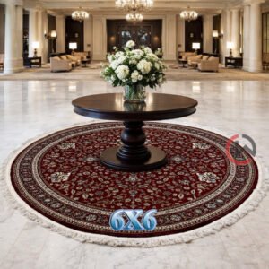 Kashmiri Persian Design Carpet for Living Room Bedroom and for Hall | Machine woven Designer Anti Skid Carpets 6 Feet X 6 Feet Diameter