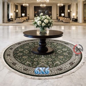 Kashmiri Persian Design Carpet for Living Room Bedroom and for Hall | Machine woven Designer Anti Skid Carpets 6 Feet X 6 Feet Diameter