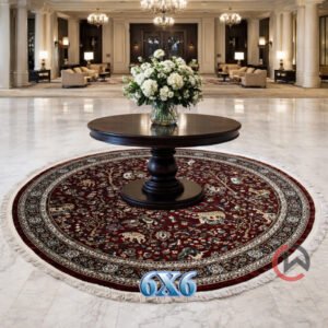 Kashmiri Persian Design Carpet for Living Room Bedroom and for Hall | Machine woven Designer Anti Skid Carpets 6 Feet X 6 Feet Diameter