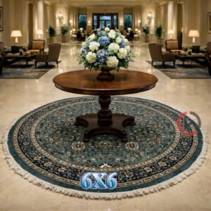 Kashmiri Persian Design Carpet for Living Room Bedroom and for Hall | Machine woven Designer Anti Skid Carpets 6 Feet X 6 Feet Diameter