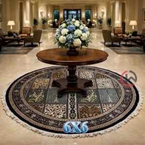 Kashmiri Persian Design Carpet for Living Room Bedroom and for Hall | Machine woven Designer Anti Skid Carpets 6 Feet X 6 Feet Diameter