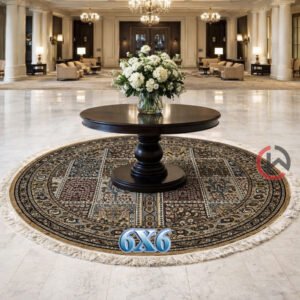 Kashmiri Persian Design Carpet for Living Room Bedroom and for Hall | Machine woven Designer Anti Skid Carpets 6 Feet X 6 Feet Diameter