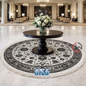 Kashmiri Persian Design Carpet for Living Room Bedroom and for Hall | Machine woven Designer Anti Skid Carpets 6 Feet X 6 Feet Diameter