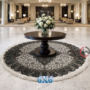 Kashmiri Persian Design Carpet for Living Room Bedroom and for Hall | Machine woven Designer Anti Skid Carpets 6 Feet X 6 Feet Diameter