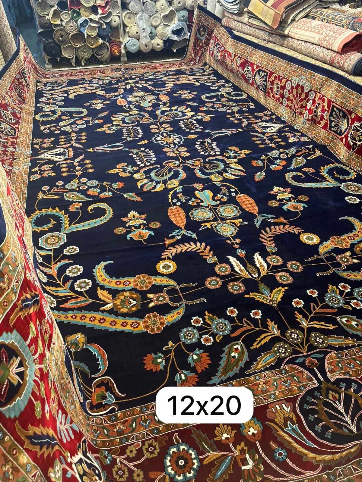 Kashmiri Persian Design Carpet for Living Room Bedroom and for Hall | Machine woven Designer Anti Skid Carpets 12 Feet X 20 Feet - Image 3
