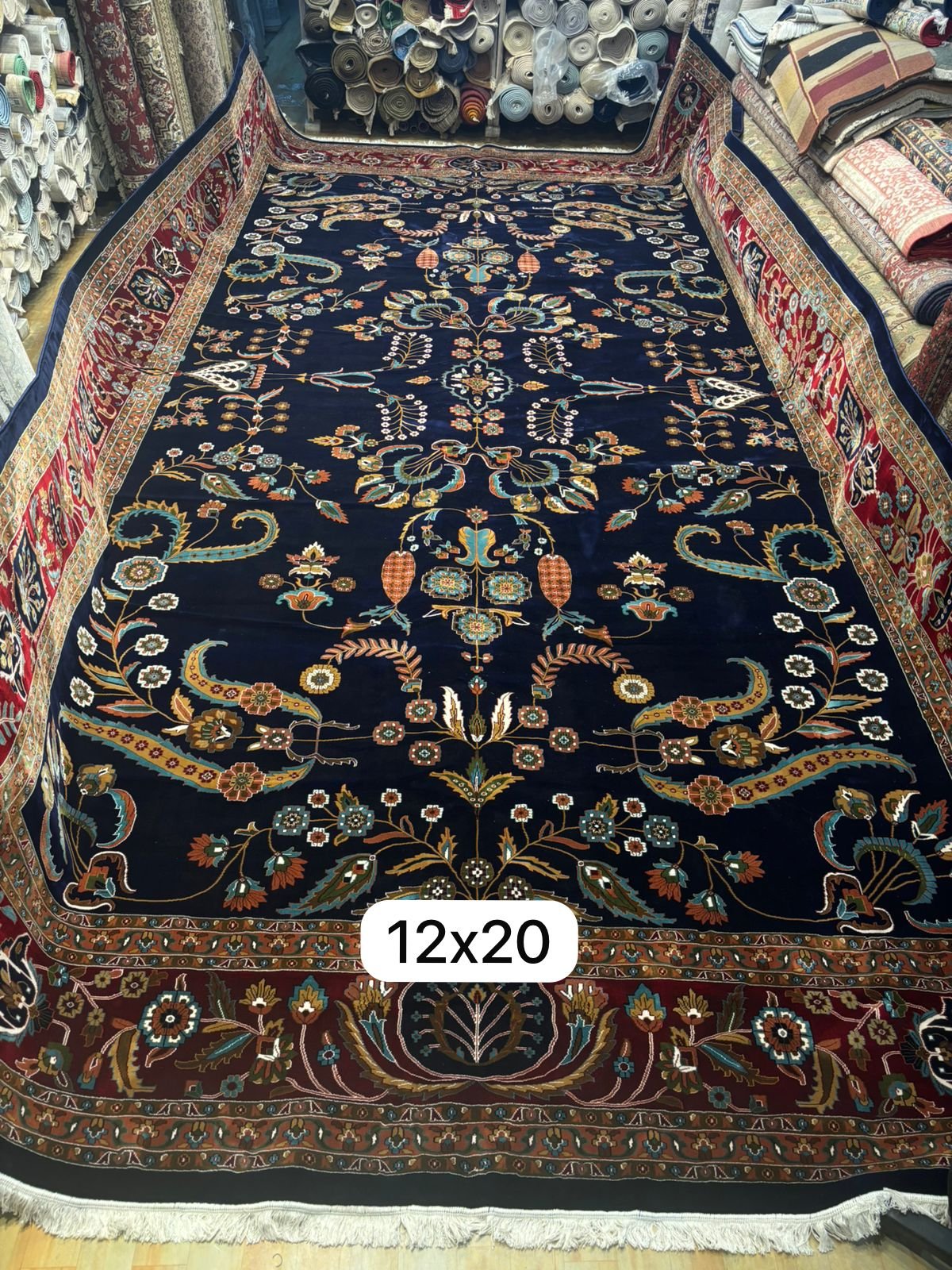 Kashmiri Persian Design Carpet for Living Room Bedroom and for Hall | Machine woven Designer Anti Skid Carpets 12 Feet X 20 Feet - Image 2