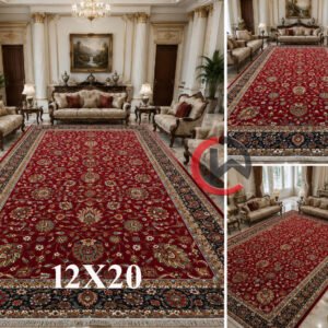 Kashmiri Persian Design Carpet for Living Room Bedroom and for Hall | Machine woven Designer Anti Skid Carpets 12 Feet X 20 Feet
