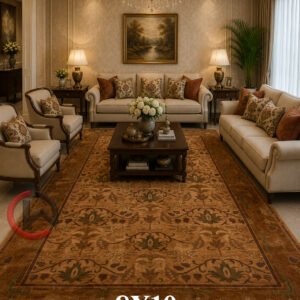 Hand Knotted Woolen Carpet from Bhadohi, India – 8 x 10 Feet Traditional Persian-Inspired Design